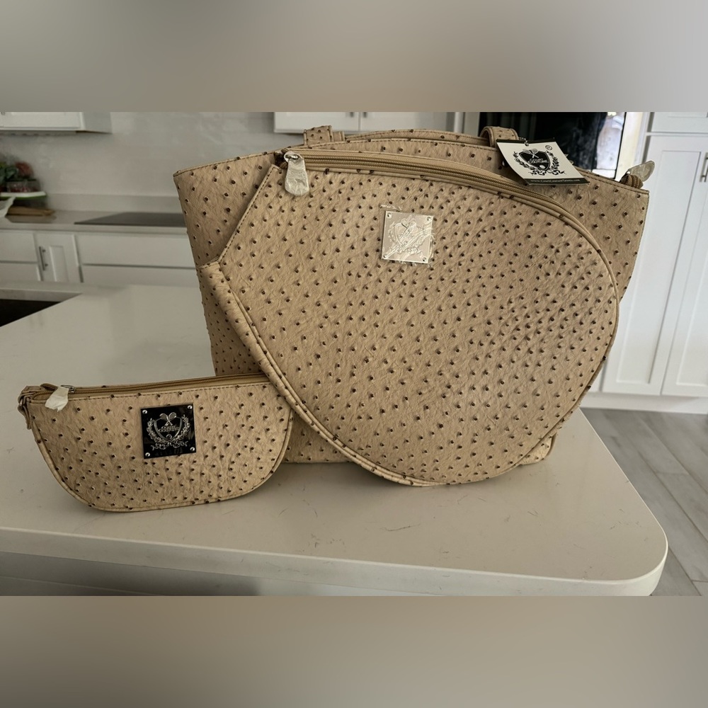 NWT Court Couture Casanova style Tennis Bag with small compartment bag.